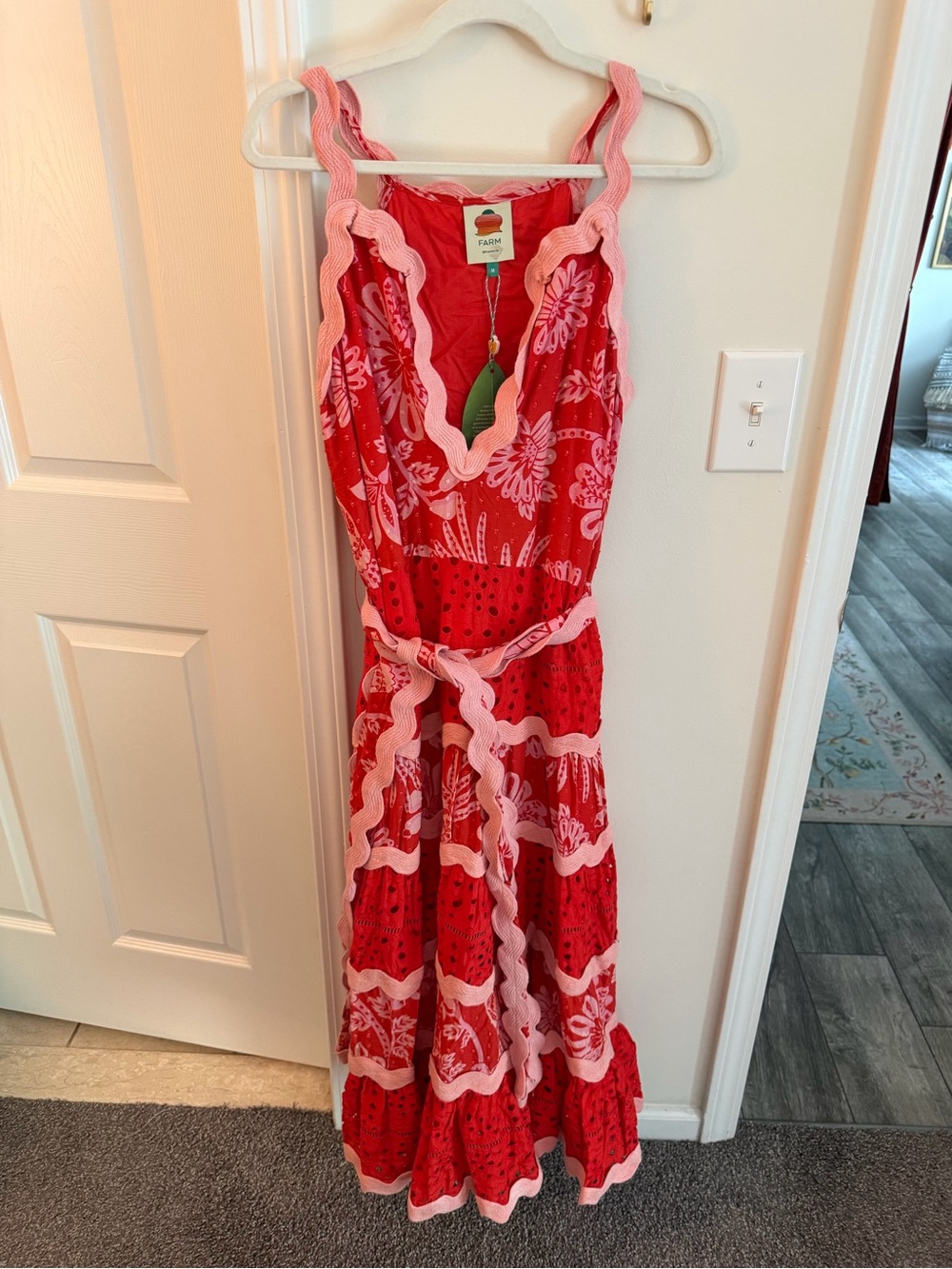 Farm Rio Flowerful Birds Red Mix Maxi Dress